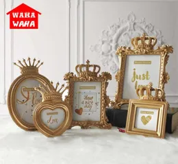 European Golden Crown PO Frame Resina Criativa Picture Desktop Frame Luxury PO Frame para Casa Casa Decorativa Craft Sh190912263314
