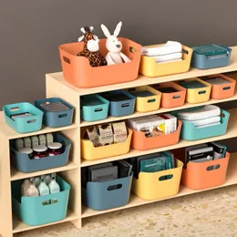 Plastic Desk Storage Basket in Dormitory Kitchen Organize Shelving Cosmetic Dresser Toy Box Snacks Makeup Seasoning Container