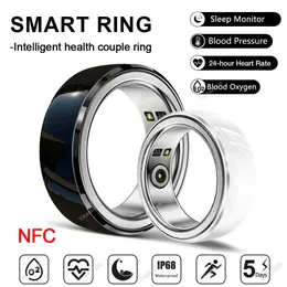 Smart Ring NFC Intelligent Technology Pagname Blood Ossigeno Sleep Smarting Fitness Tracker Anelli impermeabili per uomini 240415