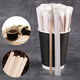 Kaffeeschaufeln 1000 Stück Einwegstöcke Sticks Natural Holz Tee Rührer Shop Cafe Supplies Dinerware -Sets Küche Produkte L5