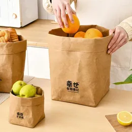 Storage Bags 1Pcs Kraft Bag Water Washable Safe Harmless Portable Reusable Large Capacity Durable Non Toxic For Grocery Kitchen Food