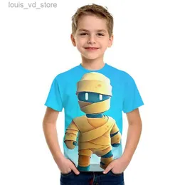 T-Shirts 2023 Tökezleme Guys 3d Çocuk Tişörtleri Kız Kızlar Harajuku Gömlek Karikatür Komik Tee Tips Çarşamba Çocuk Giyim T240415