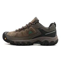 HIKEUP High Quality Men Hiking Shoes Durable Leather Climbing Outdoor Walking Sneakers Rubber Sole Factory Outlet 240402