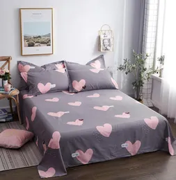 Bonenjoy 1 PC 100Cotton Bed Sheet Single Size Kids Bed Linen Pure Cotton Grey Heart Printed Double Top Sheet Stars King Sheets C11492697