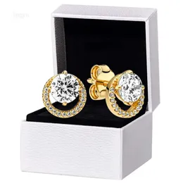 Vanclef Colar Gold Brincos redondos de halo redondos para jóias de designer de casamentos para mulheres para mulheres Gift Cz Dia