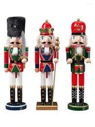 Dekoracyjne figurki 3PCS/SET Świąteczne drewniane drewniane do orzechów Żołnierz biżuteria 38 cm Puppet Toy Prezent Ozdani dekoracji pokoju dziecięcego