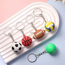 Keychains Lanyards 5st Football Soccer Ball Keychain Söt dockan Keyring Fashion Par Bag prydnad Key Chain Car Pendant Accessories Kids Gift