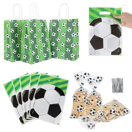 Present Wrap Football Theme Party Bag Kids Birthday Baby Shower Gäster Goodie Paper Packaging Bags Cartoon Decoration Supplies