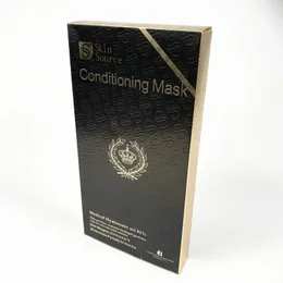 Flaschen Custom Paper Cosmetic Packaging Black Box mit Goldstempellogo für Hautpflege