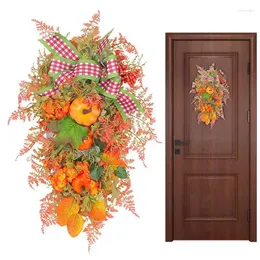 Декоративные цветы Хэллоуин входная дверь искусственный венок поддельные венок для декора с тыквой осень осень Фес