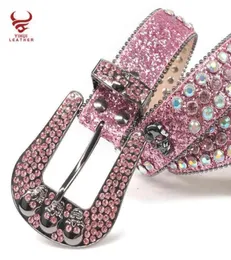 Cinture di Wenn Rhinton Cinturino Donne colorate cranio Bling Bling Bling Pink Belt Pink Simon62915941094635