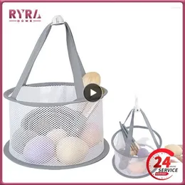 Förvaringslådor Makeup Tool Hanging Basket Torkning Net Bag Anti Deformation Mesh Sponge Sock Woven