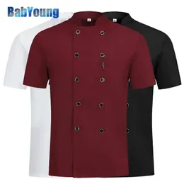 3 colors high quality Double breasted Chef uniform Restaurant el kitchen Catering jackets cooking Cafe workwear chef clothes 240412