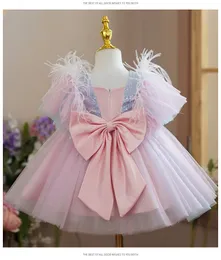 Ruffles Baby Dresses for Girls Kids Sequins Elegant Princess Dress for Wedding Party 1-5 Yrs Toddler Girls Birthday Ball Gowns 240412