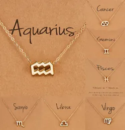 هدية عيد ميلاد الذهب مطلي 12 Zodiac Sign Pendant Card Charm Charm Gold Choker Netrology Necklace Jewelry for Women4088454