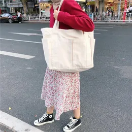 Einkaufstaschen koreanische Ins Lazy Wind Mehrfachpocket-Leinwandtasche mit großer Kapazität Schulterkäufer Großhandel Großhandel Studentinnen