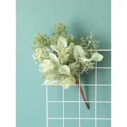 الزهور الزخرفية 1pc النبات الأخضر الاصطناعي مع أوراق السيقان لباقة الزفاف الداخلية منزل غرفة نوم غرفة المعيشة