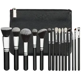 Make-up-Pinsel 8-15pcs Leder Frauen Zip Handtasche Professionelle Pulver Foundation Lidschatten Make-up-Pinsel-Make-up-Werkzeuge 240411