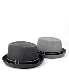 Mode män fedora hatt platt fläsk paj hatt för gentleman pappa bowler fläskpie jazz big size s m l xl2777739