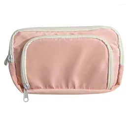 Pencil Bag With Smooth Zipper Multi-compartments Pen Eraser Stationery Storage Pouch For Students