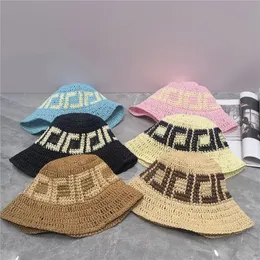 Summer Luxury Designer Bucket Hat F Straw Hat Letter Impressão de estilo europeu American Viagem Sun Cap Moda Chapéus de praia Sunhat