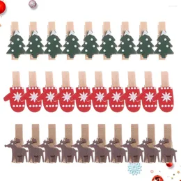 Frames 60pcs Christmas Series Wooden Clip Lovely Paper Po Holder Cartoon Clips For Home Bedroom