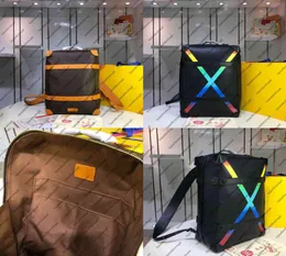 M44749 M45077 M30337 Soft Trunk Backpack Mm Pm Genuine Calf Leather Canvas Rainbow x Men Women Luggage Top Handles Satchel Purse T6982148