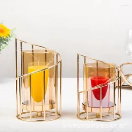 Porta di candele Porta di vetro Nordico Geometrica Cangoli rotanti Cangoli Decorazioni per ufficio Home Office Accessori metallici vaso di fiori di metallo