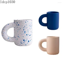 Kupalar İskandinav yaratıcı seramik mürekkep dot kahve fincanı 280ml çift su evi yağ sapı kupa mutfak barı malzemeler