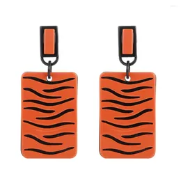 Dangle Ohrringe Fishshoep Statement Acryl Orange Square Drop für Frauen Mädchen Temperament Lady's Leopard Print Party Schmuck