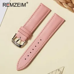Äkta läder Watchbands 16mm 18mm 20mm 22mm Watch Accessories Women Pink Red White Wrist Belt Armband Rems 240415