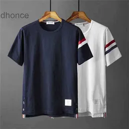 Tims Blanc Pure Cotton Sports and Leisure Tb Short Sleeved T-Shirt Mens Plain Dound Reck Bars Red White Bars Summer 2112