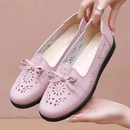 Casual Shoes Soft Ballet Lightweight Women Flat Bottom Ladies Loafers glider på ihåliga Zapatos Para Mujeres