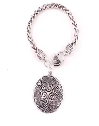 Viking Nórdico Celtic 3 Wolf Triskelion Energy Amulet Bracelet Momen Homens Homens Wheat Link Chain Jewelry8898374