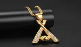 العبوات الناسفة خارج لعبة Baseball Bat Bendant Stelpactions للرجال المصمم الفاخر Mens Bling Diamond Pendants Stainless Steel Hip Hop Jewelry 9673748