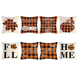 Kudde Fall Harvest Throw Covers Autumn Pumpkin Pillow Case Decorative Suede Plaid Cover Supplies For Home