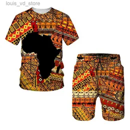Kleidungssets heiß verkaufte afrikanische Promi-Stil 3D-Print Kids Sets Fashion T-Shirts Beach Board Shorts Tees Tops Harajuku Jungen Mädchen Anzüge T240415