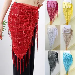 Belly Dance Costumes paljetter Tassel Indian Belly Dance Hip Scarf For Women Belly Dancing Midje Chain Costumes Accessories 240415