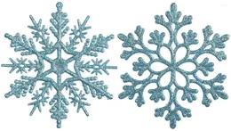 Dekorativa blommor Sea Team Plastic Christmas Glitter Snowflake Ornament Tree Decorations 4-tums uppsättning av 36 BabyBlue