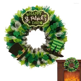 Flores decorativas do dia de shamrock de St Patrick grinaldas guirlanda ornamento elle malha de trevo sazonal e decoração da porta da frente