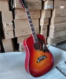 Guitar Cherry Sunburst Acoustic Guitar med Chrome Hardware Body Binding Erbjudande Anpassa