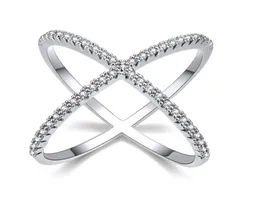 Design Luxury Diamond Micro Pave Configuração Big X Rings de dedo Jóias de casamento para Women3695523