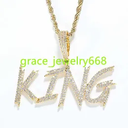 Bling piccolo zircone pietra pendente collana collana gioiello personalizzato ghiacciato lettera iniziale cursiva collane di diamanti personalizzate
