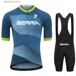 Cycling Jersey Sets BERRIA Cycling Clothing 2024 Men Summer Cycling Jersey Sets MTB Maillot Cyclisme Homme Road Bike Shirts Suit Bicyc Bib Shorts L48