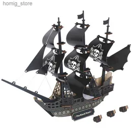 3D Bulmacalar DIY Black Pearl Yelkenli Jigsaw 3D Ahşap Korsan Gemi Buzakları Ahşap Yelken Tekne Modeli Çocuklar İçin Eğitim Oyuncakları Y240415