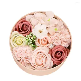 Dekoratif Çiçekler 1 adet hassas sabun çiçek küçük yuvarlak kutu benzersiz buket düzenleme hediyesi Sevgililer Günü Noel malzemeleri
