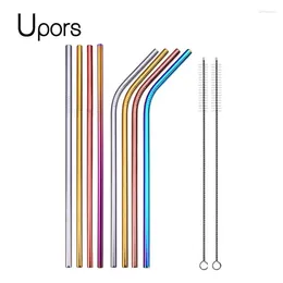 Drinking Straws Ups 8pcs 304 Salto de metal inoxidável reutilizável com escova mais limpa