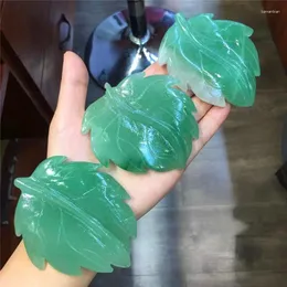 Decorative Figurines Green Aventurine Leaf Crystals Healing Stones Wholesale Natural Hand Carved For Home Decoration 1pcs