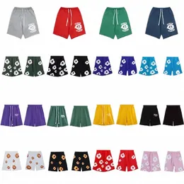 2024 Designer Mens Shorts Hip Hop Persality Foam Dut Kapok Sports Shorts Flame Print Ny Loose Men's and Women's Short S US Size S-XL 001 B3ce#