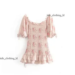 Designer High Quality Fashion Boho Loveshackfancy Autumn Beige Short Sleeve Ruffles Holiday Ins Bloggers Special Interest Mini Dress Women 723